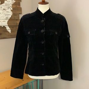 Asian theme jacket blazer black with print trim